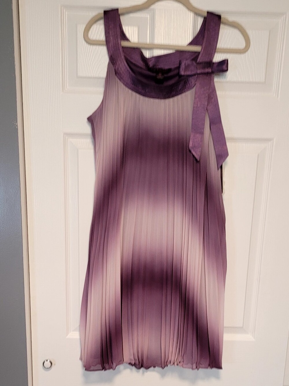 Robbie Bee Pleated Ombre Midi Dress - Lavender to Deep Purple